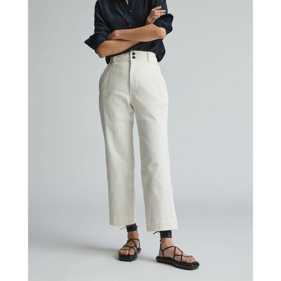 Everlane Womens The Organic Straight-Leg Pant Crop Bone Ivory 8 - Picture 1 of 6